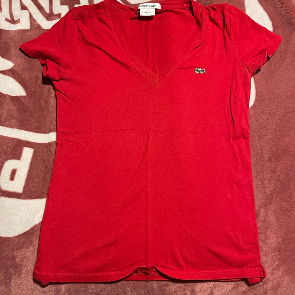 Lacoste Women's Bright Red Short Sleeve Tee